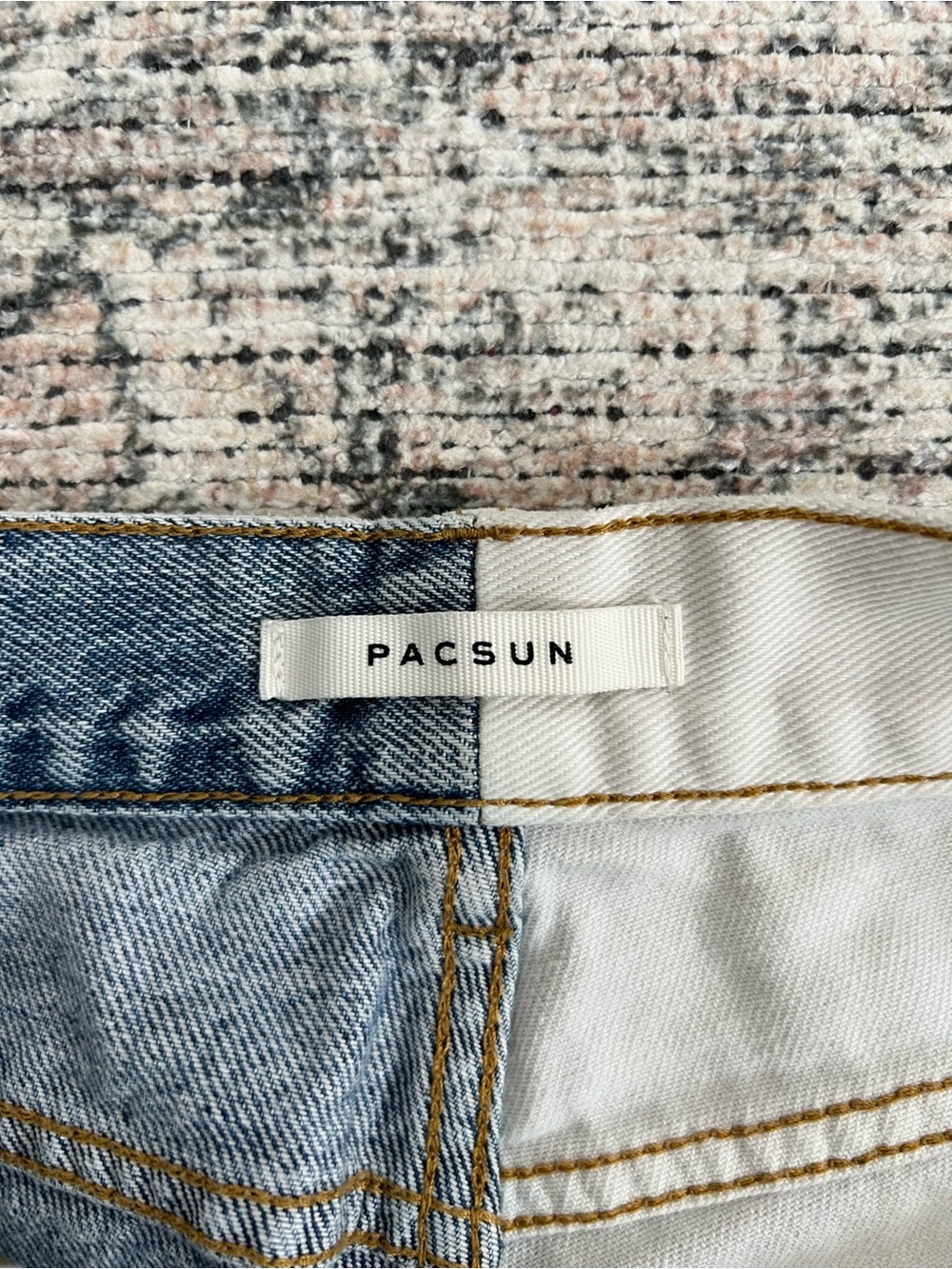 PacSun Two Tone Colorblock Straight Leg Jeans Raw Hem Womens 0 100% Cotton - Picture 11 of 14